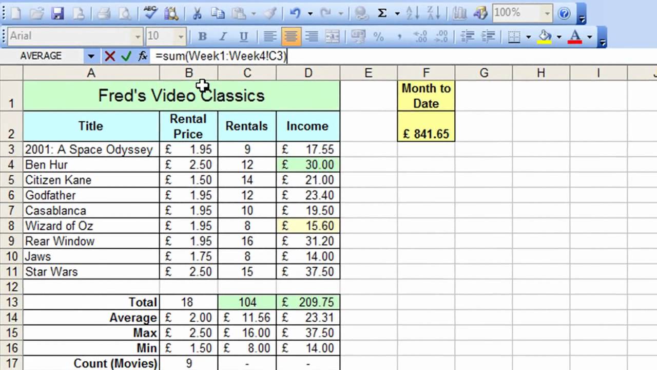 microsoft excel assignments for beginners