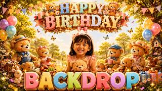 Teddy Bear Birthday Background for TV | Happy Birthday Video | Cute Picnic Party Photoshoot | 4K screenshot 5