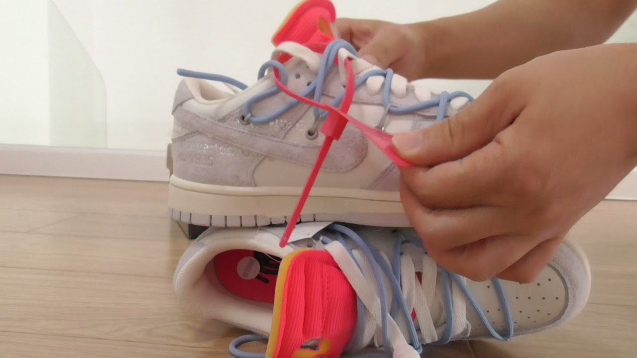 Off-White x Nike Dunk Low Lot 38 of 50 Unboxing Review & On Feet - YouTube