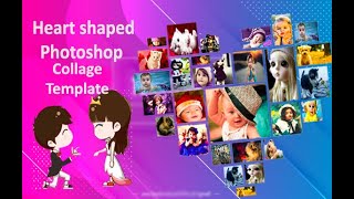 Heart  shaped photo collage template in Photoshop | Jeffic