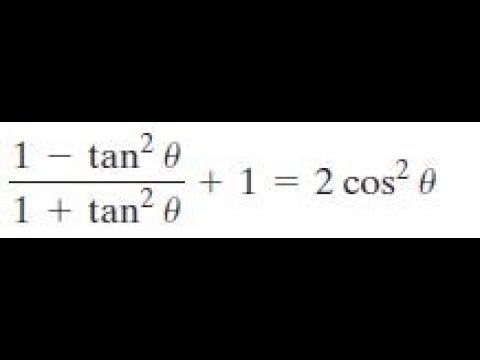 1 Tan 2x 1 Tan 2 X 1 2cos 2 X Youtube