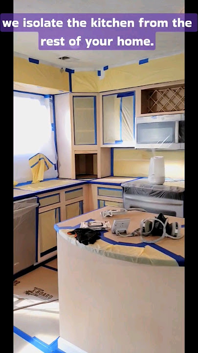 kitchen cabinet painting workspace setup ventilation
