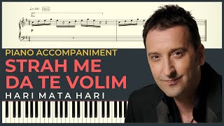 Video thumbnail of "STRAH ME DA TE VOLIM – Hari Mata Hari | Piano Karaoke Cover & Tekst + NOTE za klavir"