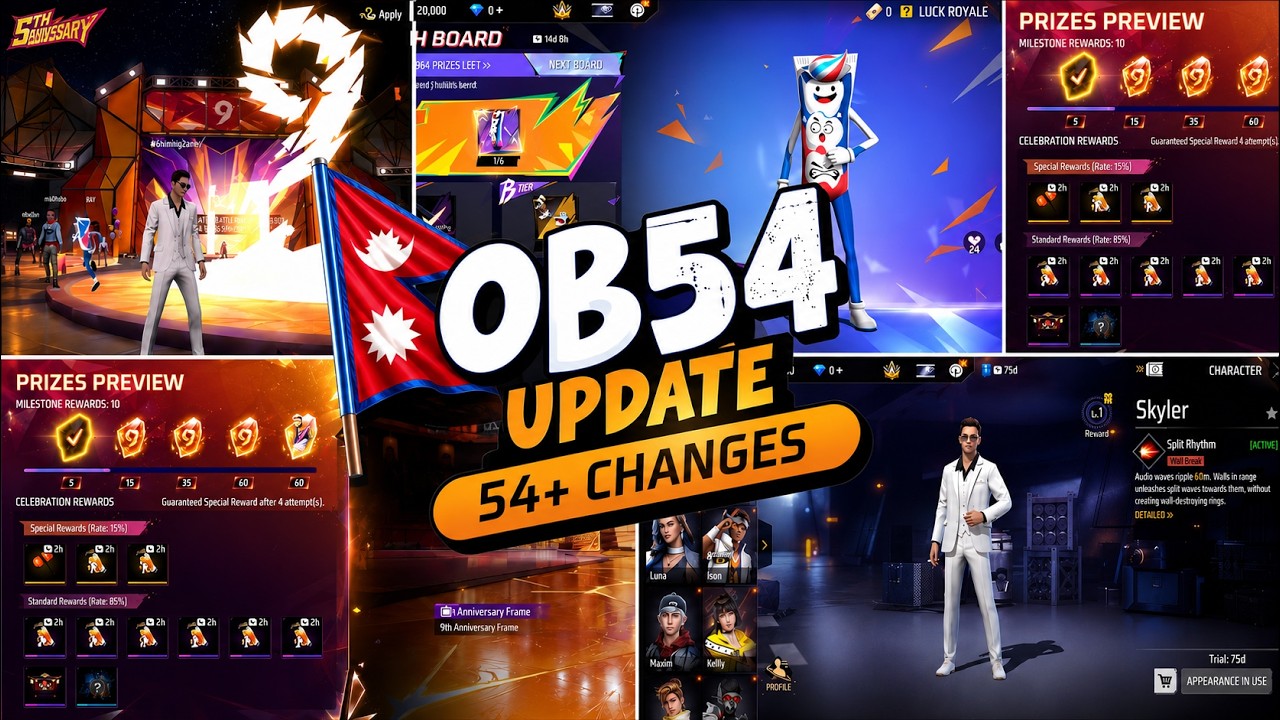 Claim New OB54 Changes 😮 - Character New Buffs / 9th Anniversary Event / FF NEW EVENT TODAY