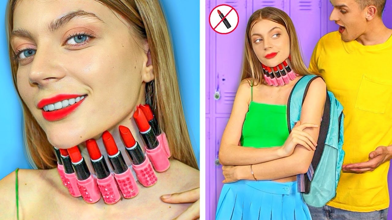 Weird Ways to SNEAK MAKEUP INTO CLASS! Funny Ideas to SNEAK ANYTHING