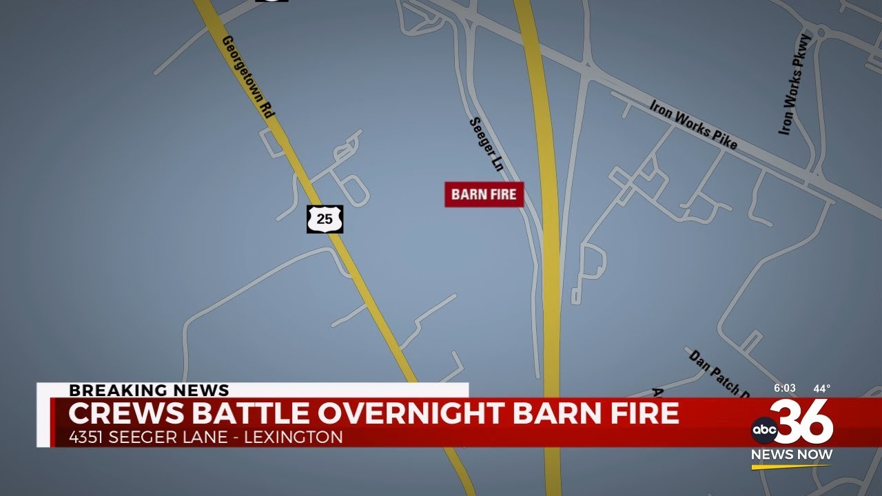 Crews battle overnight barn fire - YouTube