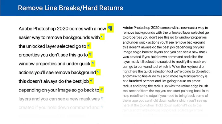 Remove Line Breaks or Hard Returns in MS Word & TextEdit