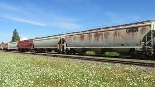 Hoppers pulled along NE Lombard St. by Union Pacific; Portland, Oregon Sunday August 21st 2022