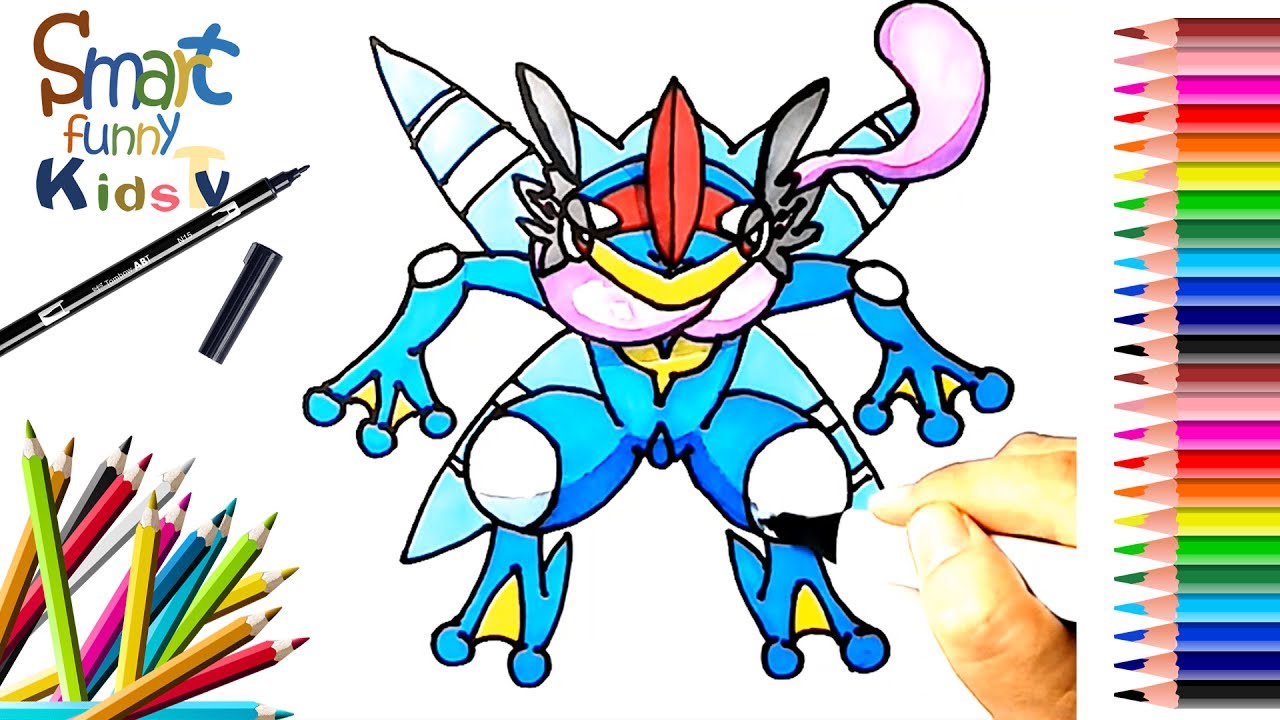 How To Draw Ash Greninja Pokemon Painting Coloring Sfk Tv