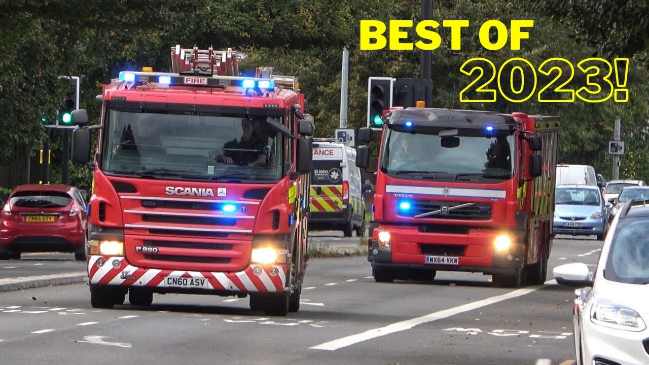 BEST OF 2023! - Fire Engines & Trucks Responding with Siren & Firefighter Action!