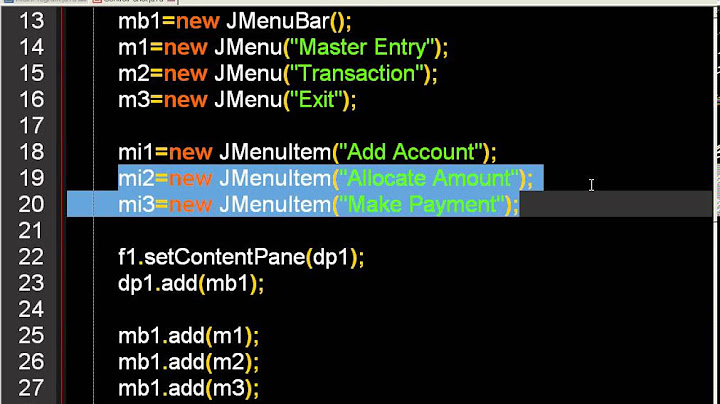 Java Swing - Action Listener for MenuItem - Account Apps