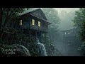 Solitude in a Cliff Cabin – Jungle Rainstorm Ambience at Night