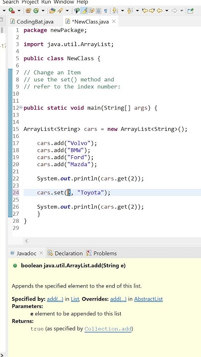 arraylist set method in java #youtubeshorts #shorts #java #coding - YouTube