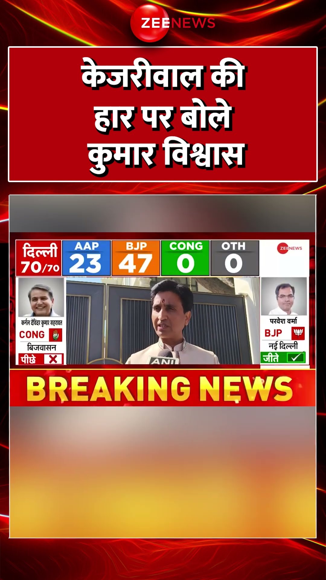 Delhi Election Results 2025: केजरीवाल की हार पर बोले कुमार विश्वास #shorts #aapvsbjp #kumarvishwas