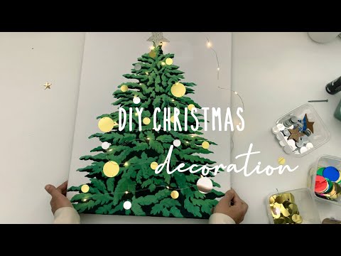 DIY/HOW TO MAKE CHRISTMAS DECO /how to paint a christmas tree easy/Acrylic /캔버스 트리조명 만들기/트리그리기/크리스마스