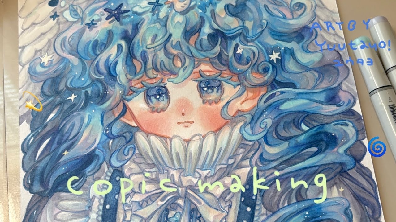 十二美神『辰』 翠 オリジナル原画 コピックイラスト コピック / オリジナルイラストメイキング『TornadoBlue』 🌀꙳ - YouTube