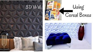 DIY 3D WALL DECOR WITH CEREAL BOXES! INEXPENSIVE ROOM DECORATING IDEAS 2019