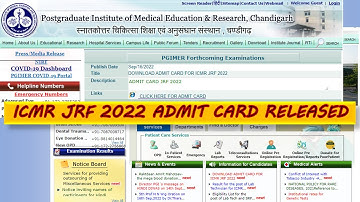 ICMR JRF 2022 Admit Card released || ICMR JRF 2022 EXAM UPDATE