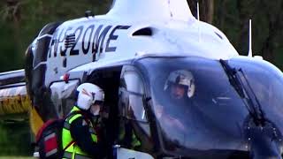 Medical Helicopter Scene Landing Motorcycle vs Car! Fire Departments & Ambulance. EC135. #ShortFilm