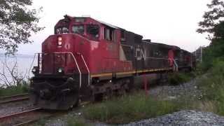 CN Stack Train 121 departing Rockingham Yard - Millview, NS (Aug 31, 2015)