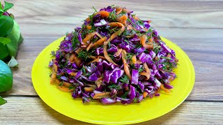 Only 3 ingredients! 😱Very simple and tasty red cabbage salad recipe for weight loss.