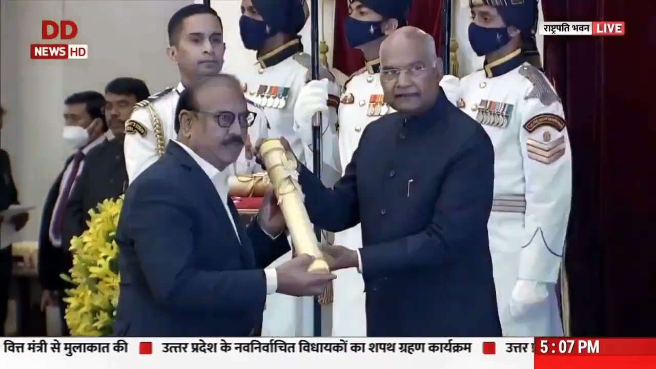 BharatBiotech's founders Krishna Ella and Suchitra Ella receiving the 