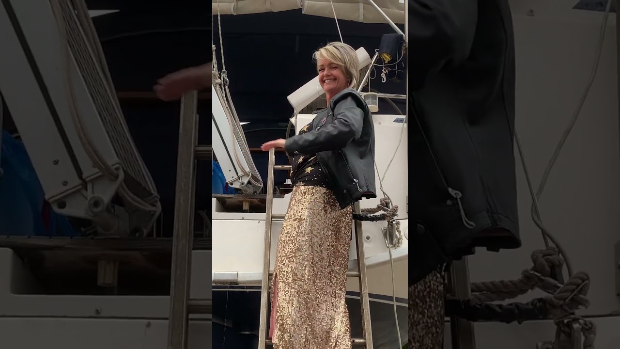How to Make Climbing Down a Ladder  in a tight dress Look Easy #shorts #sailinglife