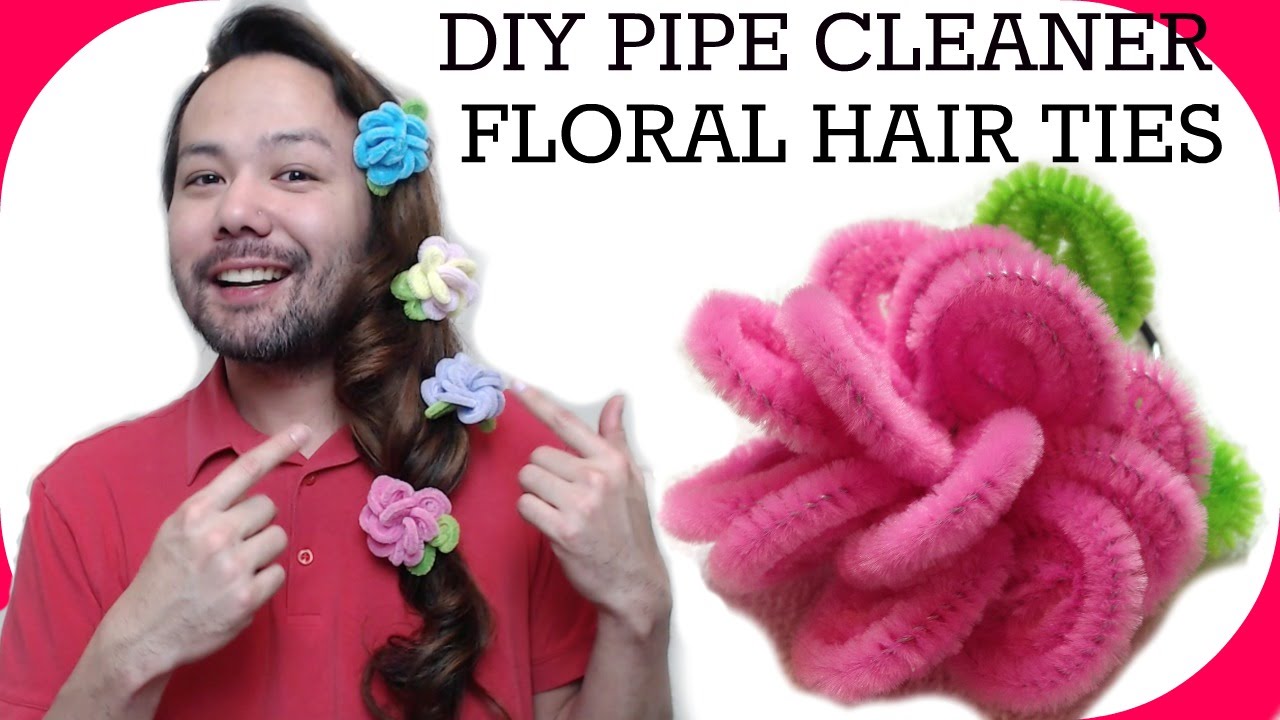 DIY EASY FLORAL PIPE CLEANER HAIR TIES YouTube