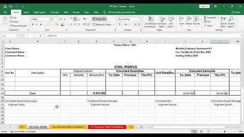 Building Quantity Through Excel VIDEO 65 .  Interim Payment Part 1