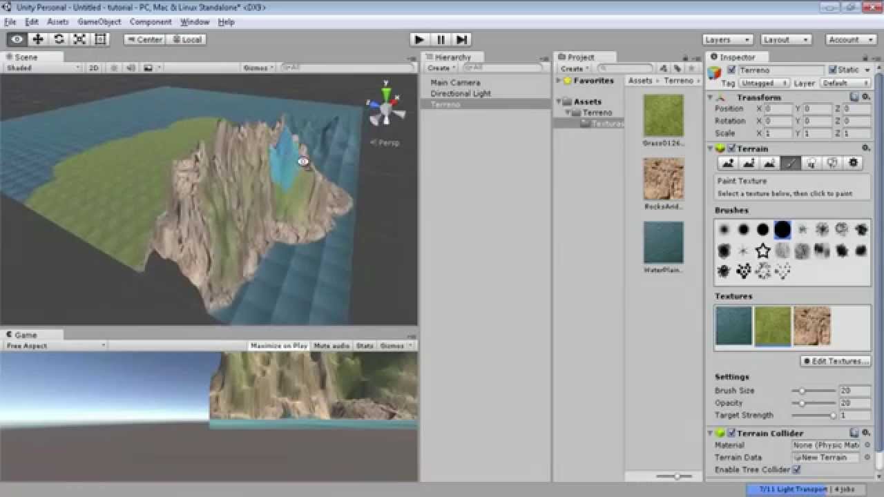 Unity 3d - Criar montanhas e adicionar Texturas - YouTube