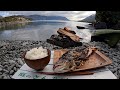 Relaxing CATCH AND COOK at a lake beach only accessible by kayak