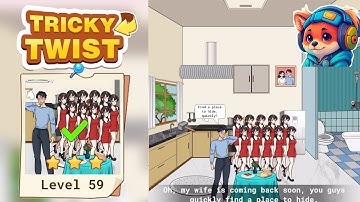 Tricky Twist Puzzle – Level 59 help the man hide the secret Walkthrough Solutions | iOS / Android