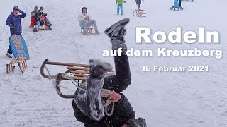 Rodeln auf dem Kreuzberg - Viktoriapark 8. Februar 2021