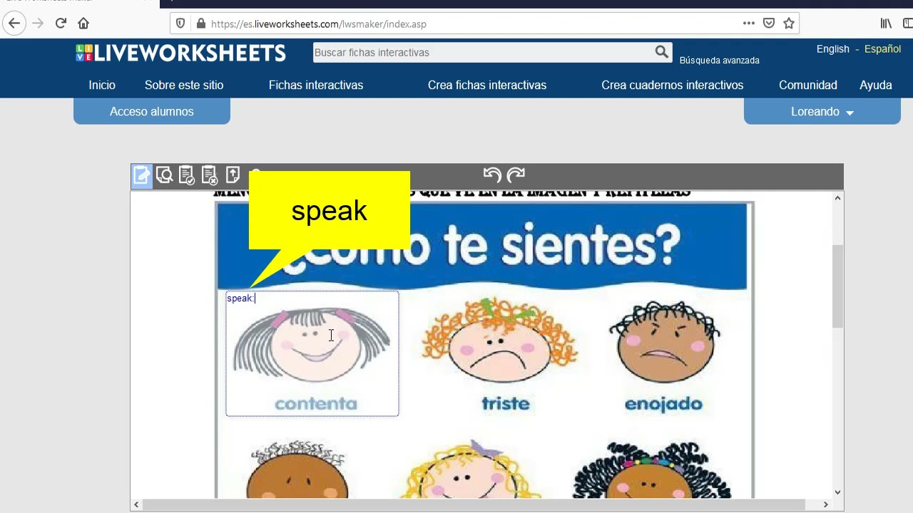 LIVEWORKSHEET EJERCICIOS DE HABLA