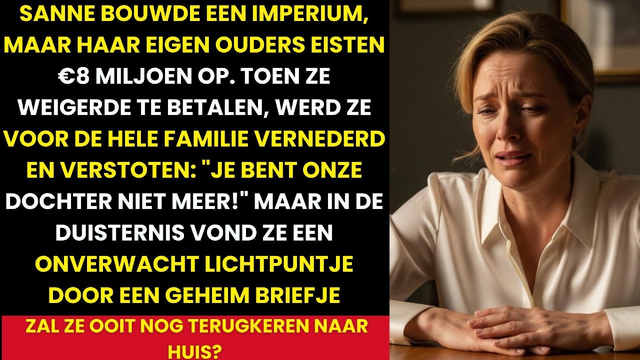 Ik had net vijftien miljoen euro binnen, maar in plaats van felicitaties kreeg ik een blauwe ordner met een “familie financieel plan” op tafel. Acht miljoen moest ik zogenaamd eerlijk verdelen,...