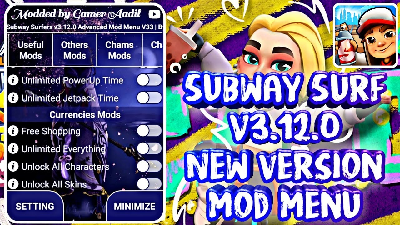 NEW!, Subway Surfers, MOD MENU!, Newest Version!, Add Coins, God Mode +  MORE!