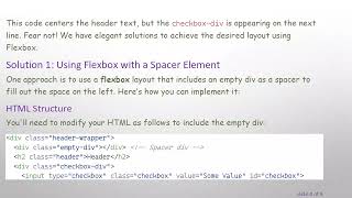Aligning the header and checkbox-div within a Container: A Guide to CSS Flexbox