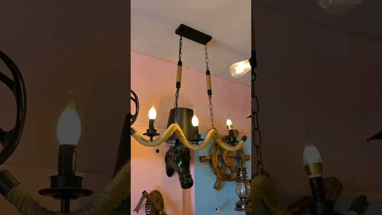 Vintage deco hemp rope design pendant lamp.