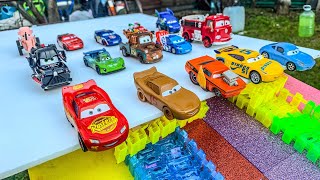 Looking for Disney Pixar Cars On the Rocky Road : Lightning McQueen, Mater, Dinoco McQueen, Mack