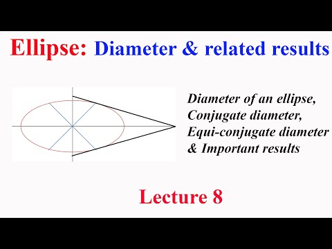 Ellipse L8: Diameter of an ellipse, Conjugate diameter, Equi-conjugate diameter & important results