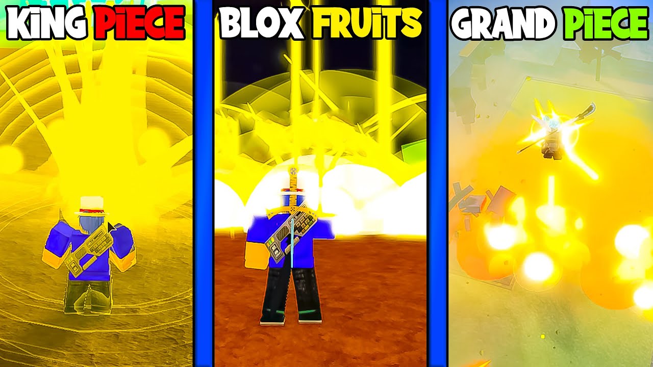 BLOX FRUITS VS GRAND PIECE ONLINE! QUAL É A MELHOR GORO-GORO no MI *  COMPARANDO as FRUTAS LOGIAS * 