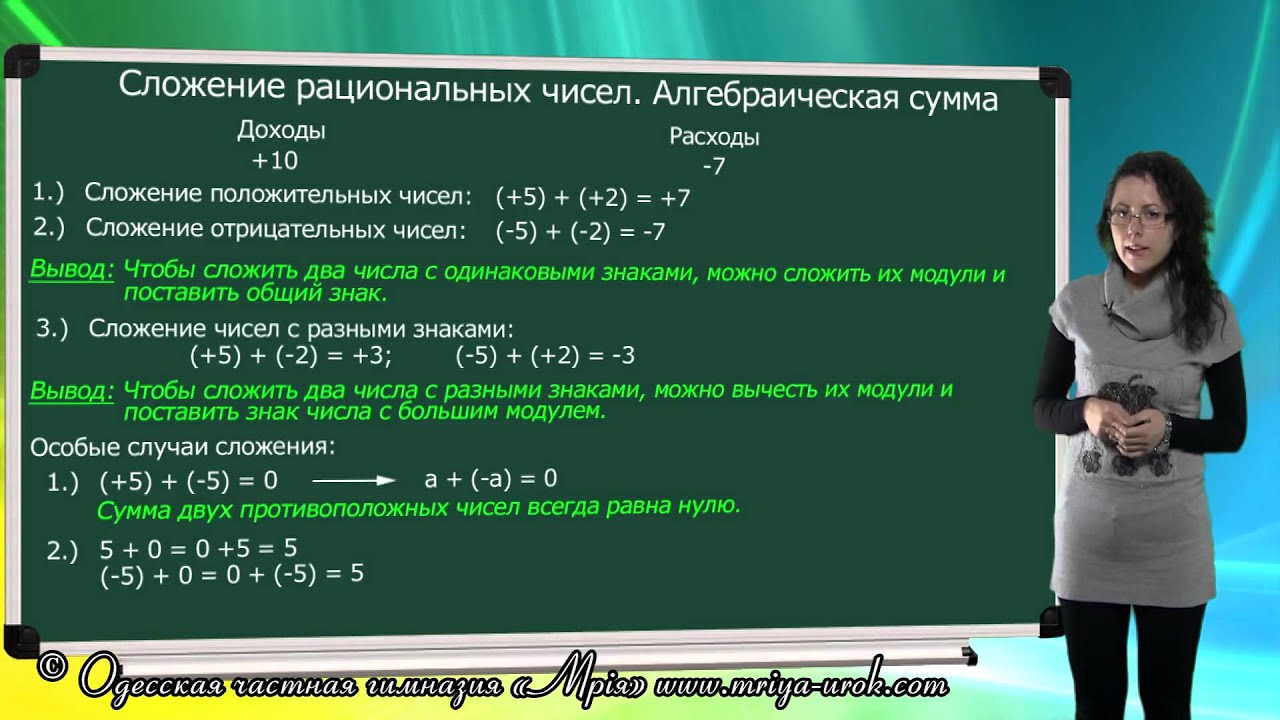 Алгебраическая сумма n. Алгебраическая сумма рациональных чисел. Сложение рациональных чисел. Правило вычисления алгебраической суммы. Правила сложения рациональных чисел.