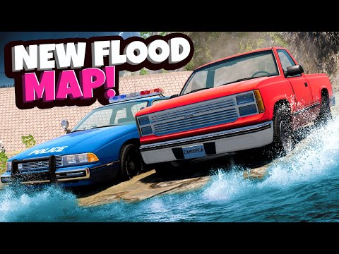 NEW FLOOD ESCAPE MAP During a Police Chase in BeamNG Drive Mods!