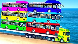 Bus Transport Delivery with Truck at the Beach - Deep Water vs Cars - GTA 5