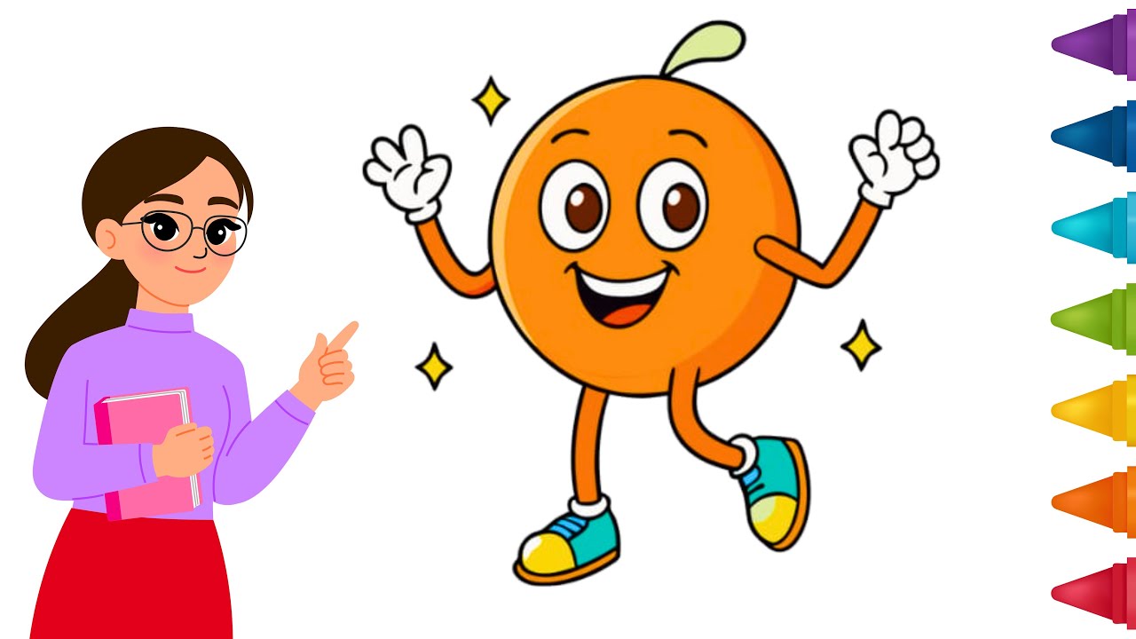 How to Draw cartoon fruit Orange Drawing for kids