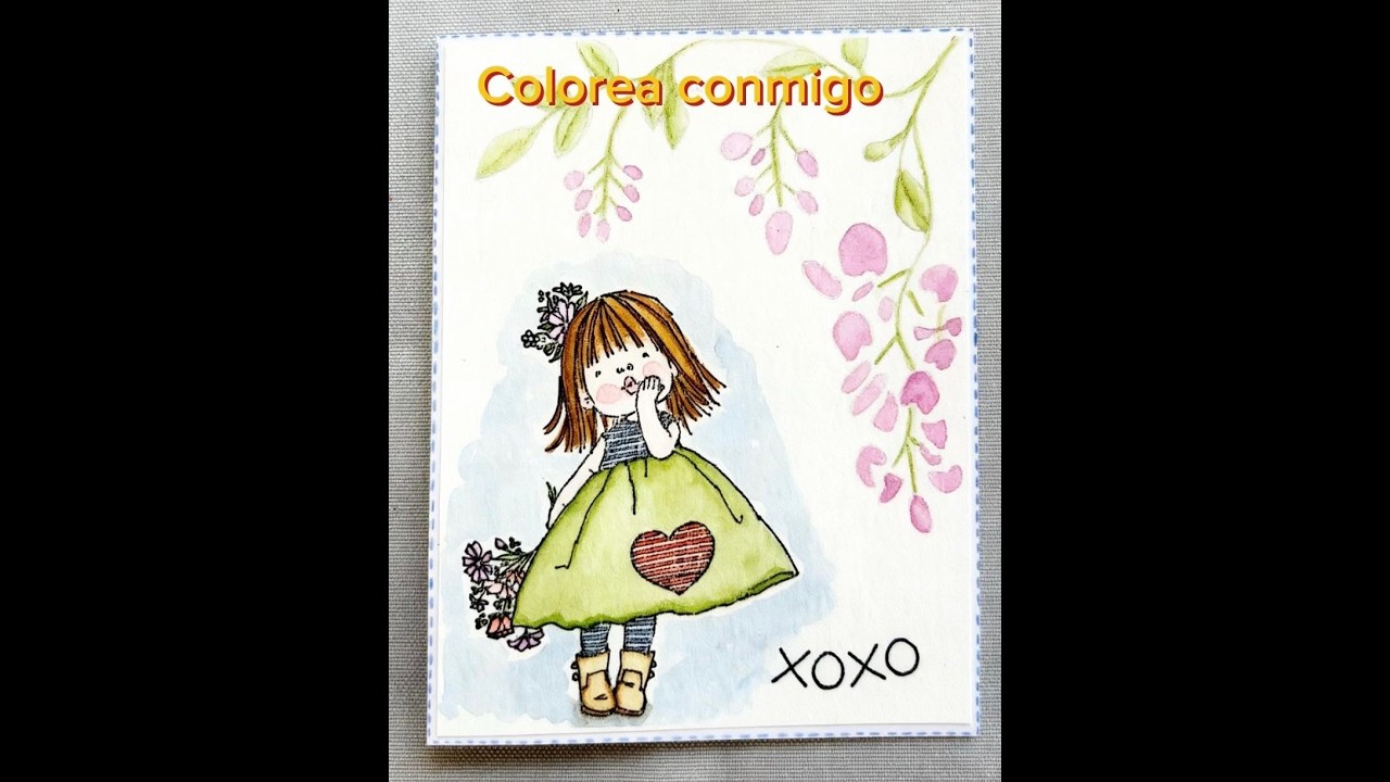 Colorea conmigo/ sello de @PennyBlackInc y colores de acuarelables de @derwent