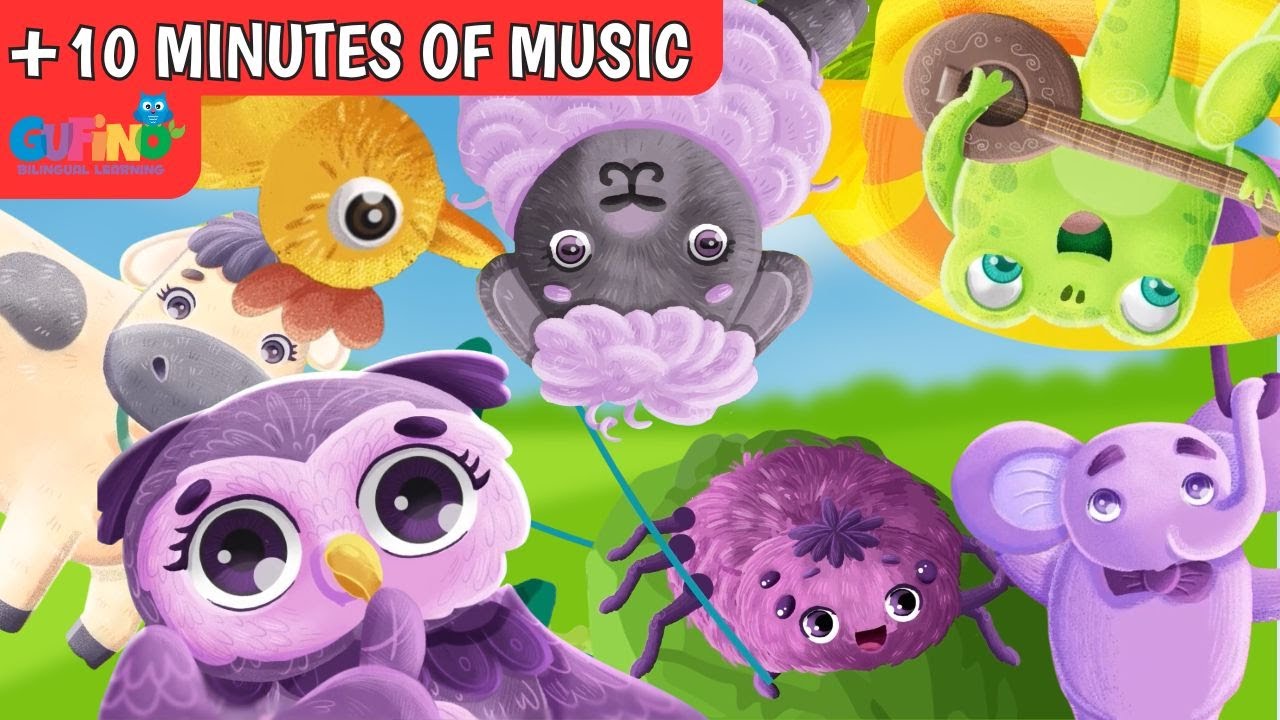 Animal Songs Compilation 🐶🐱 | 10+ Minutes of Bilingual Kids Music | Learn with Gufino