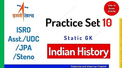 ISRO Assistant UDC JPA Steno | Practice Set 10 | Static GK | Indian History