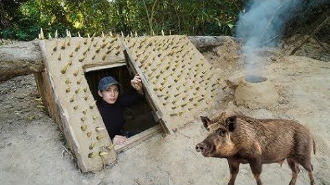 Building a Cozy Shelter under a Tree with a warm clay bed, Hidden dugout Bushcraft, Survival