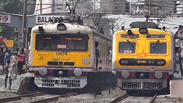 Parallel Local Trains Crossing | Bandel-Katwa Conventional EMU meet Katwa-Bandel ICF Medha EMU | ER
